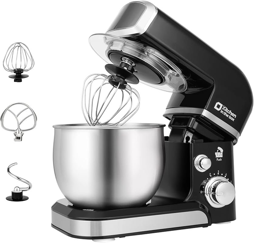 Kitchen in the box 3.2Qt Black Stand Mixer: 6-Speed Portable Electric 