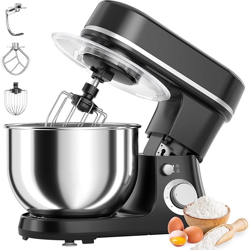 800W 5.3QT Stand Mixer: 6-Speed Electric Kitchen Mixer with Pulse, Dou