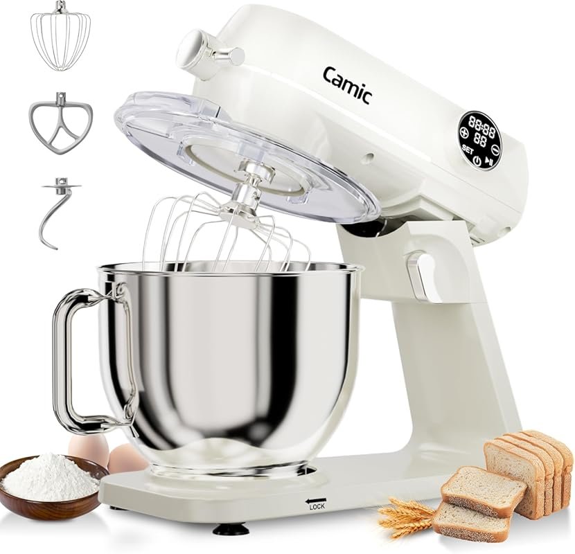 8.45 QT All Metal Stand Mixer: 10 Speed Kitchen Mixer with Digital Tim