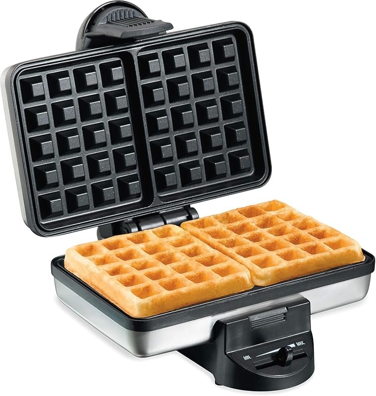 Hamilton Beach Belgian Mini Waffle Maker: 2 Waffles, Shade Control, No
