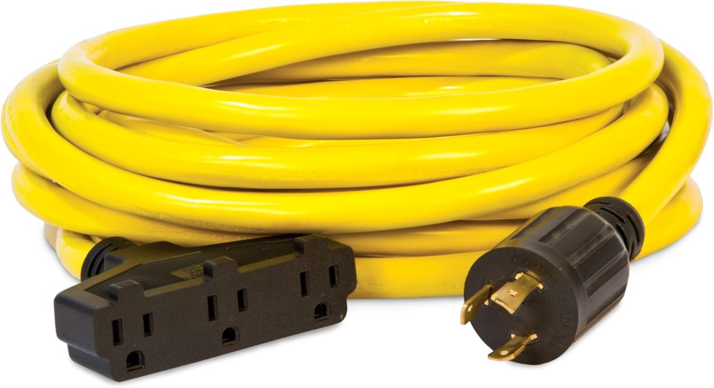Champion 25 Ft 30-Amp Generator Extension Cord with Fan-Style Outlet f