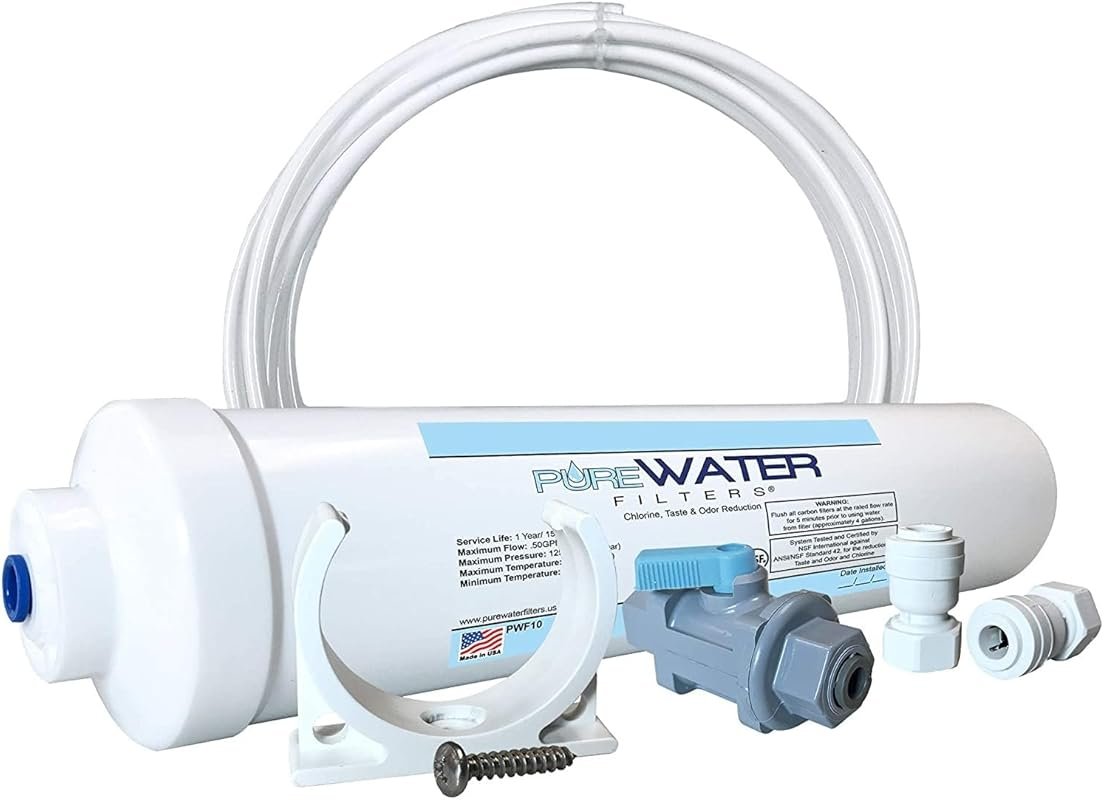 PureWater Filters Inline Refrigerator Ice Maker Water Filter Kit with 