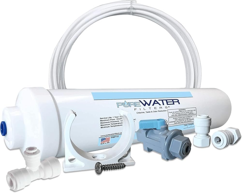 PureWater Filters Inline Water Filter Kit for Ice Maker with Quick-Con