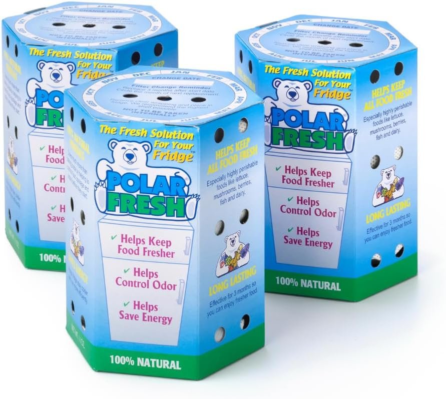 Polar Fresh 3 Pack Refrigerator Deodorizer & Produce Saver: Fridge Odo