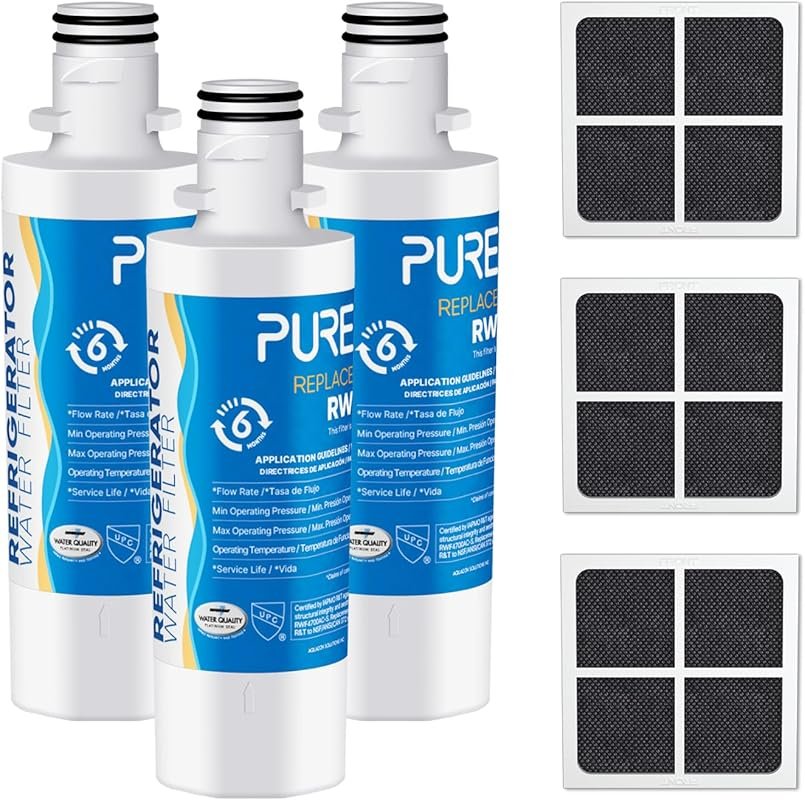 PurePlus RWF4700AC for LG LT1000P: Water & LT120F Air Filter 3-Pack
