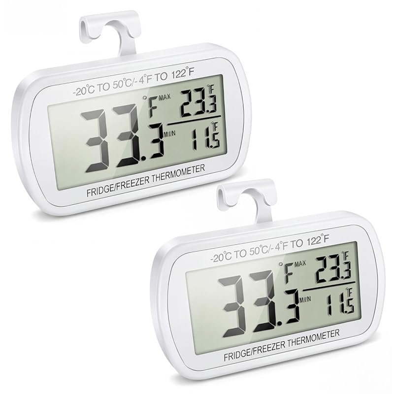 Waterproof Digital Refrigerator & Freezer Thermometer with Max/Min Rec