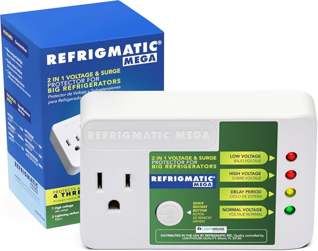 Refrigmatic MEGA 2-in-1 Voltage & Surge Protector for Large Refrigerat