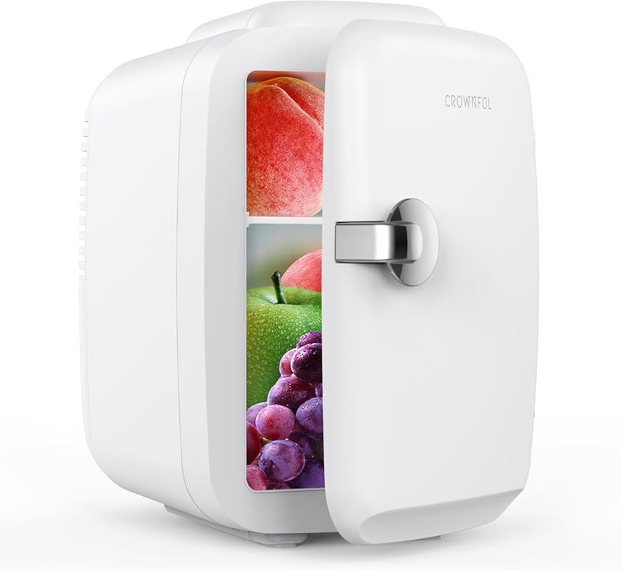 CROWNFUL 4L Mini Fridge: Portable Cooler & Warmer for Skincare, Bevera