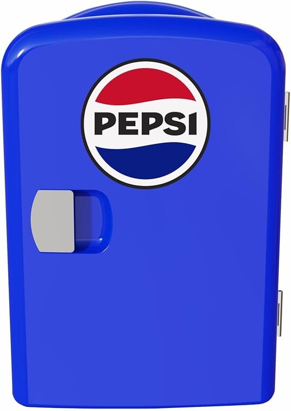 CURTIS Pepsi 6-Can Mini Fridge: Blue 4-Liter Compact Cooler for Drinks