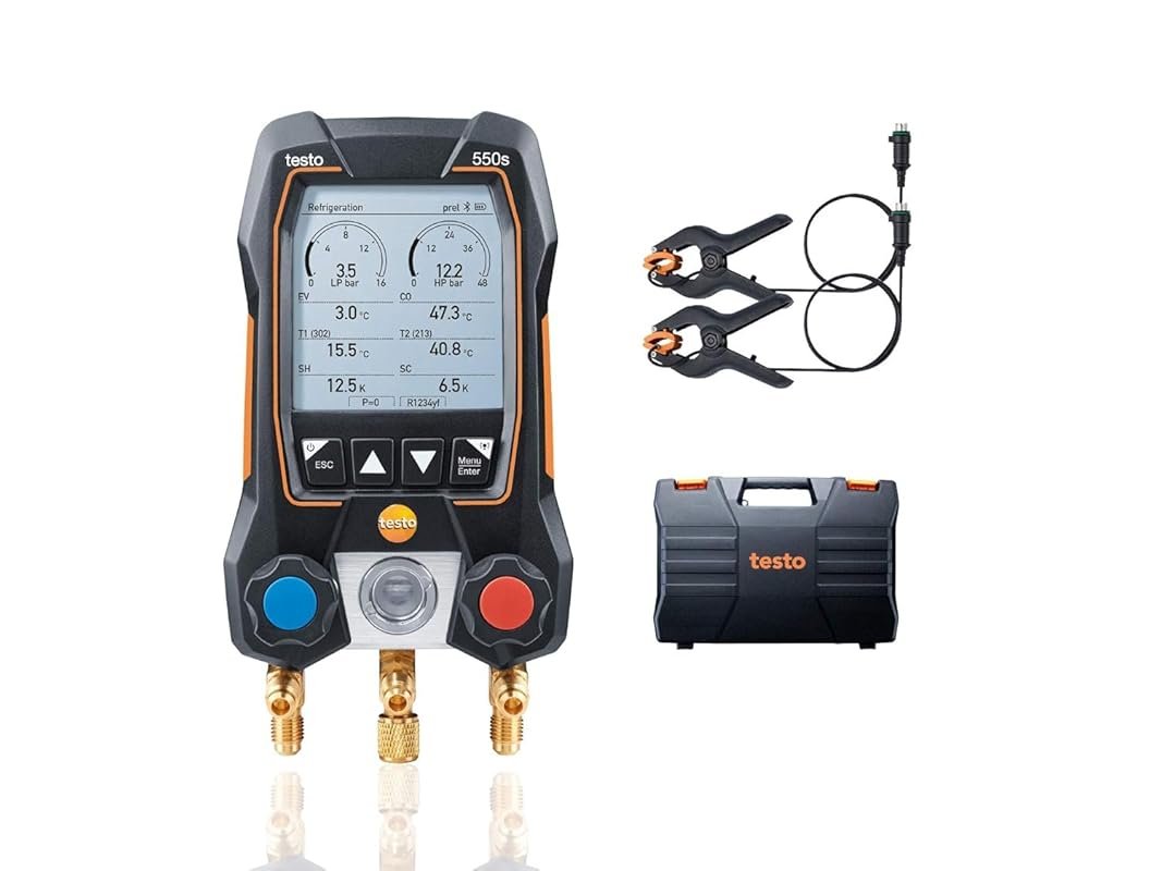 testo 550s AC Manifold Gauge Set with Bluetooth & 2 Temp Probes for HVAC