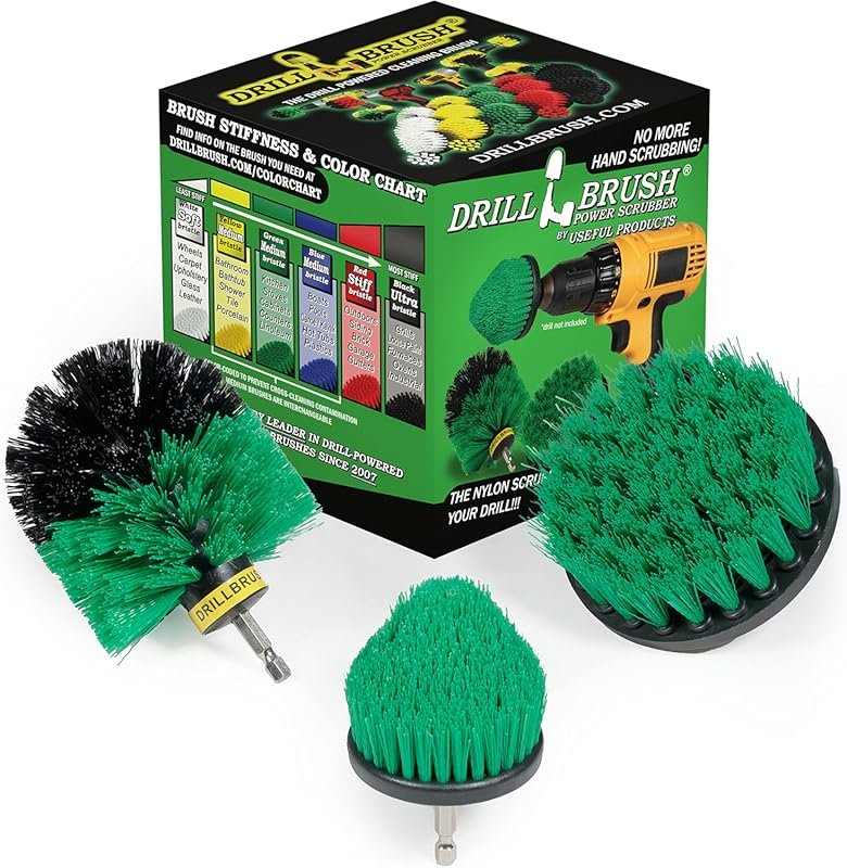 Kitchen Power Scrubbing Brush Set: Drill Powered Oven, Fridge, Sink Cl