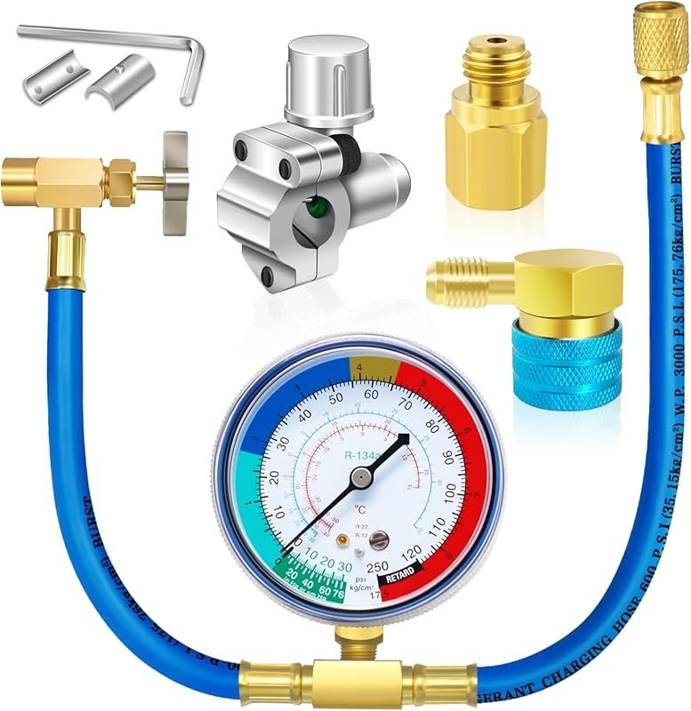 Refrigerator Freon Recharge Kit with R134a, Bullet Tap Valve, and Self