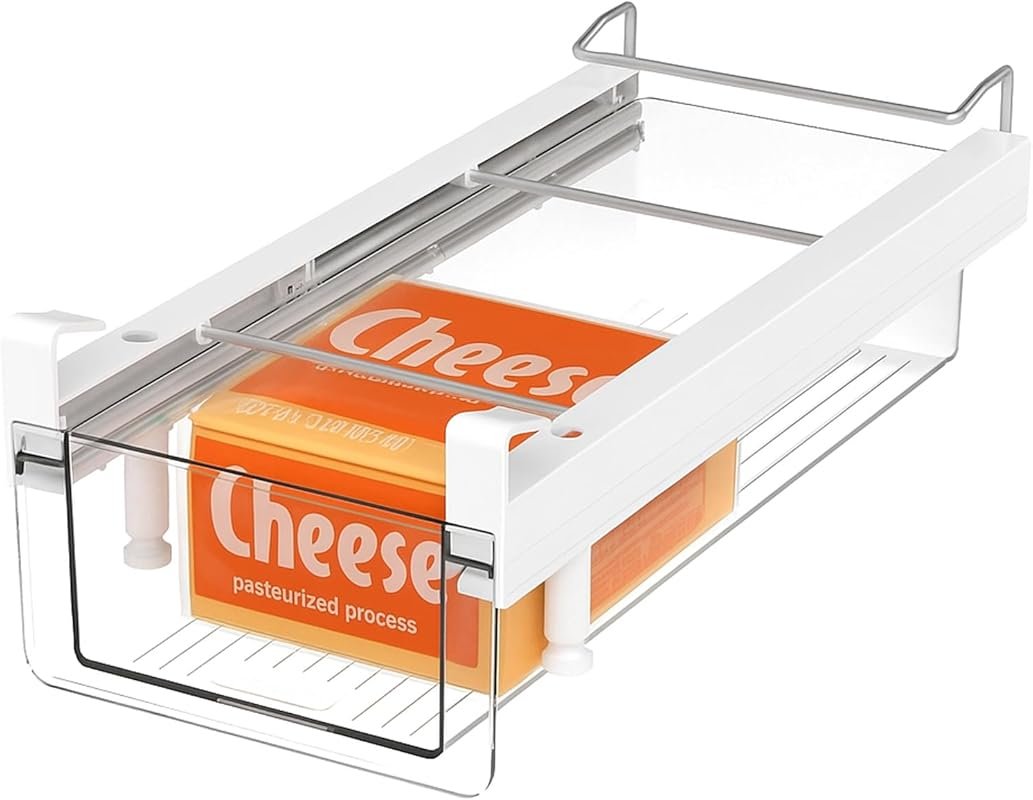 Vacane Clear Plastic Fridge Organizer Drawer for Refrigerator Shelves