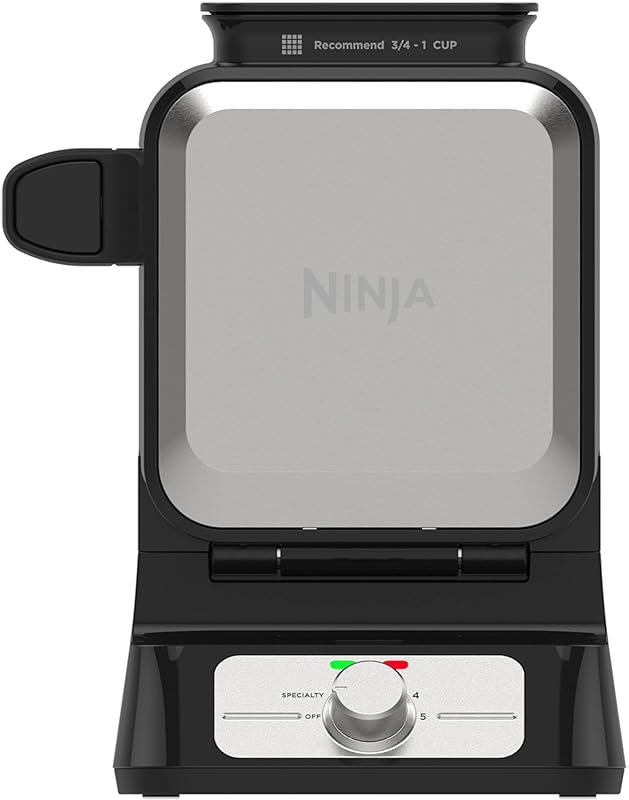 Ninja Belgian Waffle Maker Pro: Vertical Design, 5 Shade Settings, Pour Cup