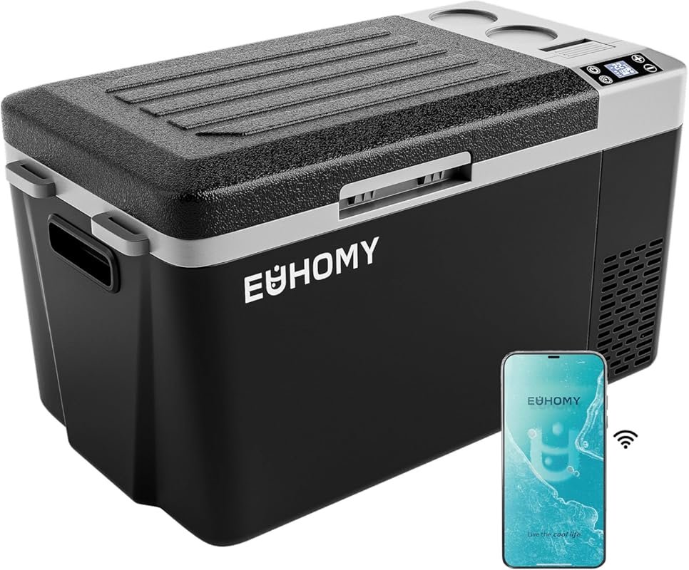 EUHOMY 24QT APP Control Portable Car Refrigerator Freezer: 12/24V DC,