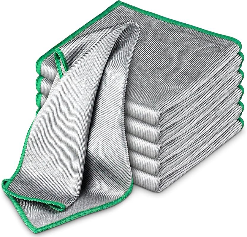 Streak-Free Microfiber Cleaning Cloths for Glasses, Kitchen & Mirrors 