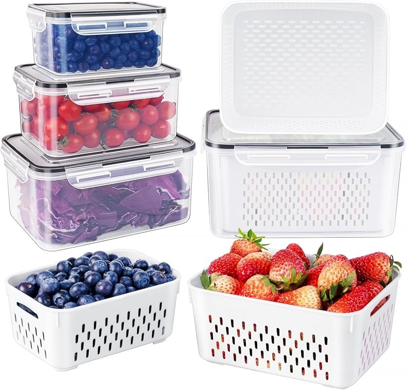 Freshmage 4-Pack Airtight Fruit Storage Containers with Colander - Kee