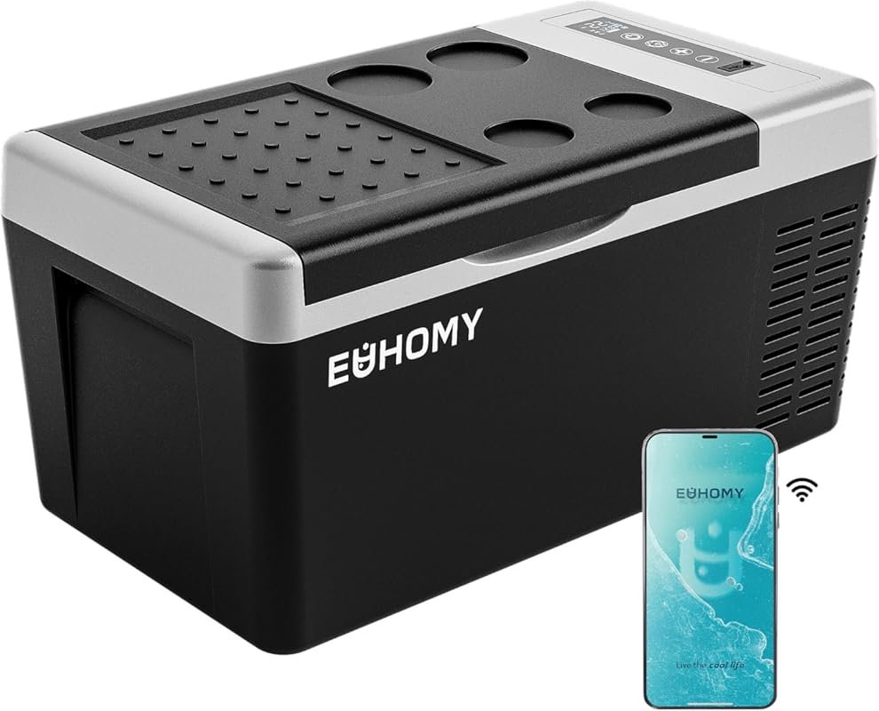 EUHOMY 19QT APP Control Portable Car Fridge Freezer: 12V Compressor Co