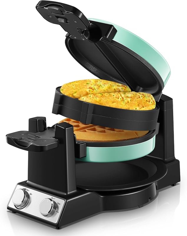 Holstein Housewares 5-in-1 Mini Maker: 7 Non-Stick Plates for Waffles,