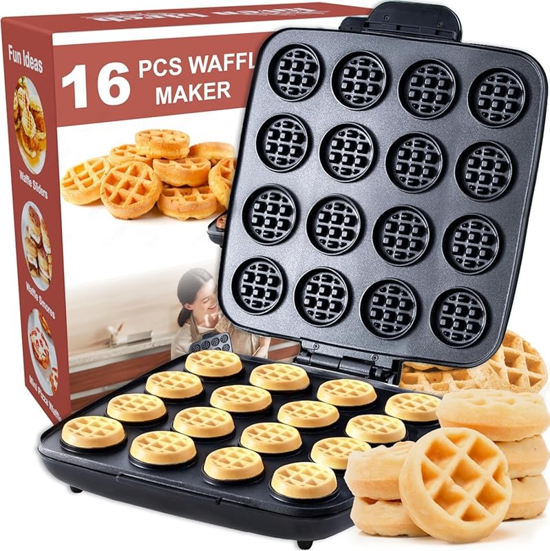 16 PCS Mini Waffle Maker Machine for Quick, Easy Tiny Chaffles and Sna