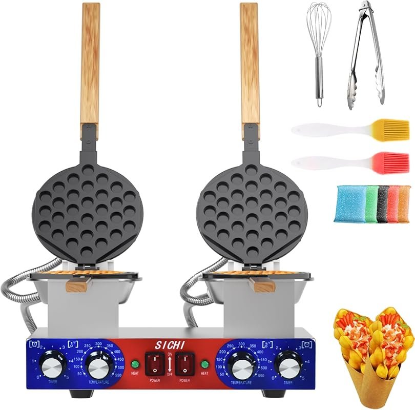 Commercial Double Bubble Waffle Maker: 2800W Professional Hong Kong Eg