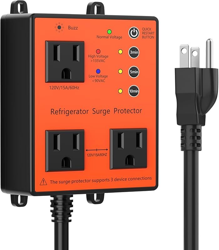 Refrigerator Surge Protector: 3-Outlet 120V with Alarm for Home Applia