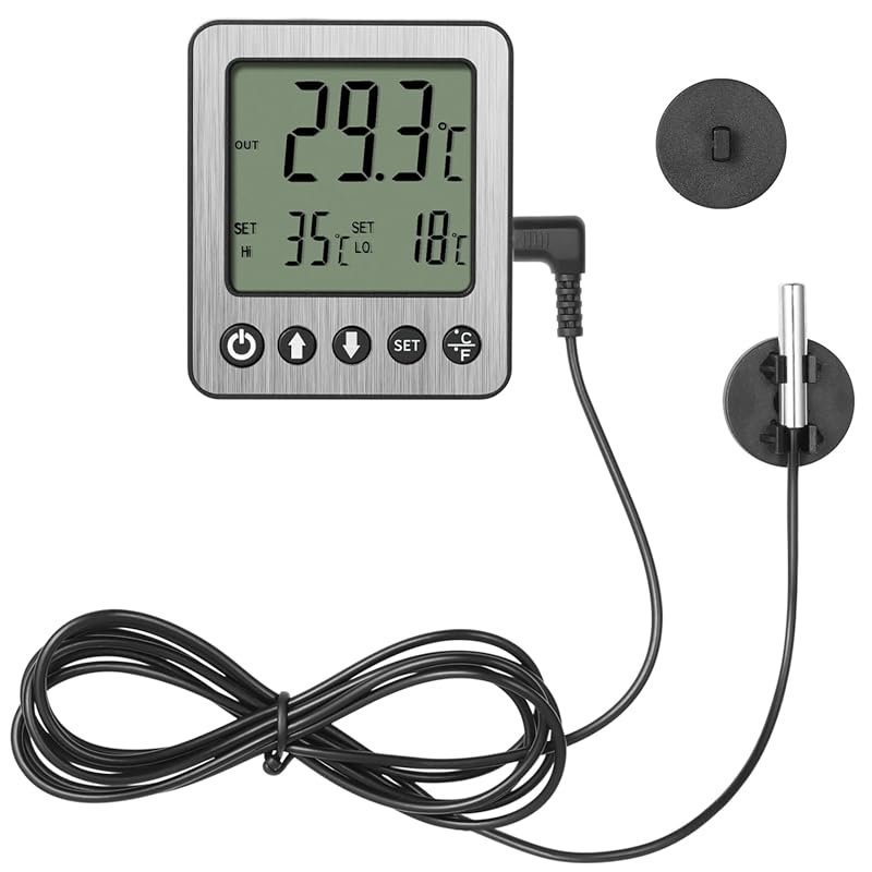 Digital Freezer Thermometer with Extra Sensor: High/Low Temperature Al