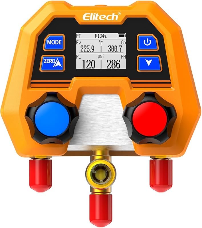 Elitech Digital Manifold Gauge for HVAC/Refrigeration Systems, Support