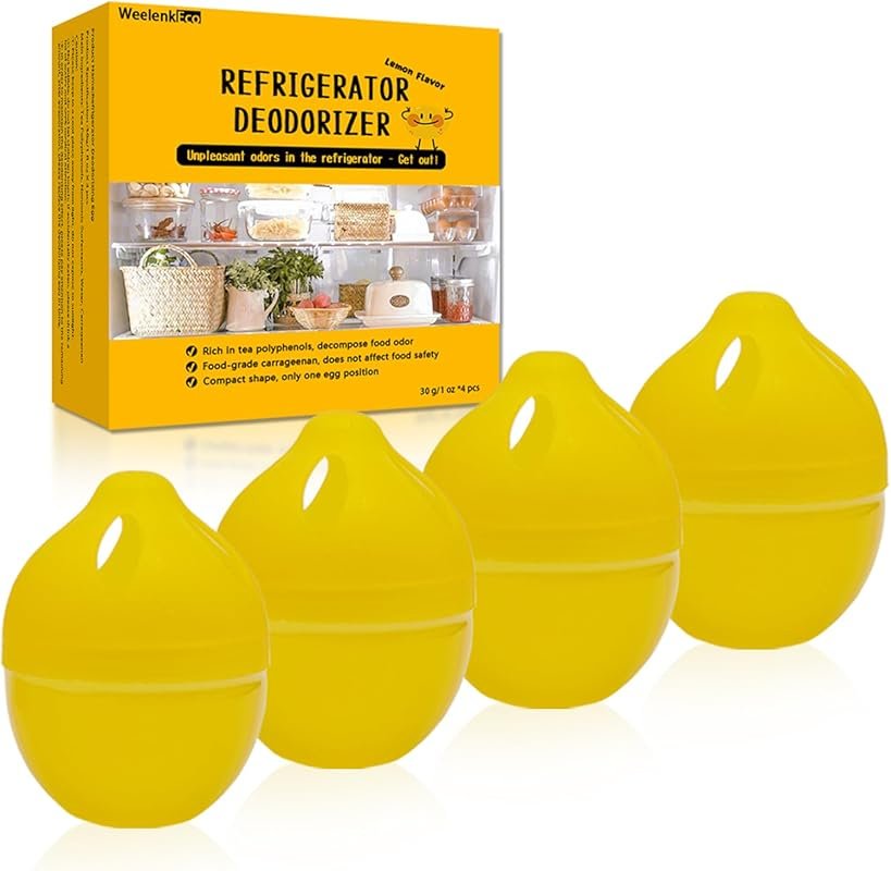 Natural Gel Refrigerator Deodorizer: Lemon Flavor, Eliminates Stubborn