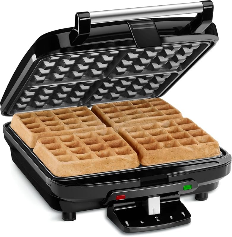 Cuisinart 4 Slice Square Belgian Waffle Maker with Nonstick Plates and