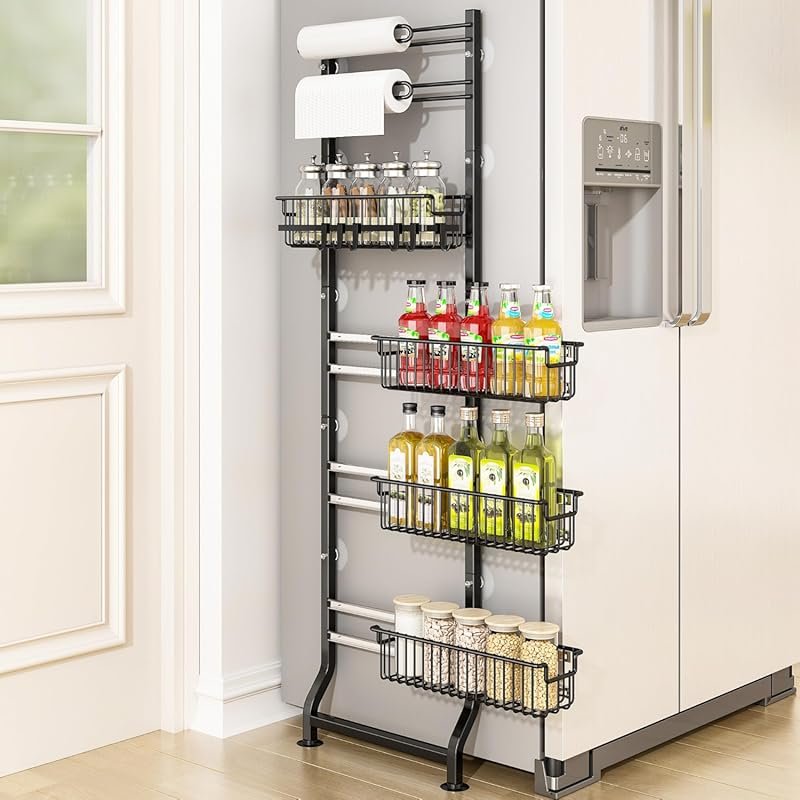 BUKFEN 6-Tier Slim Corner Shelf Organizer for Kitchen, Bathroom, Laund