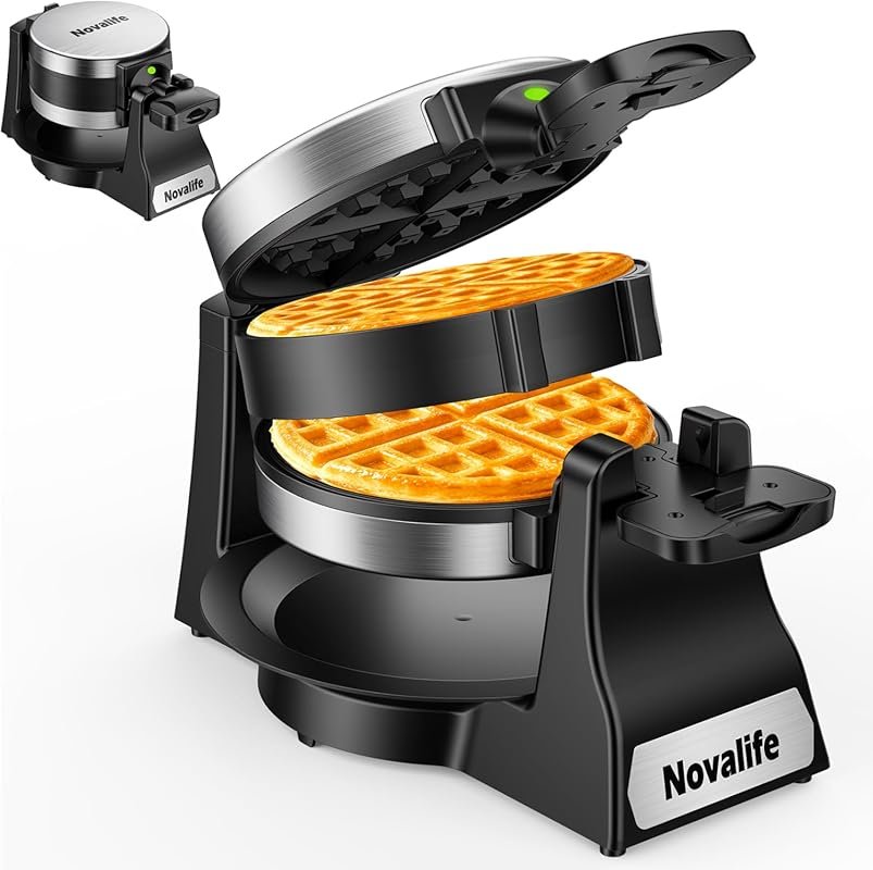 Powerful 1400W Belgian Waffle Maker: 180° Flip, Nonstick Plates, Easy 