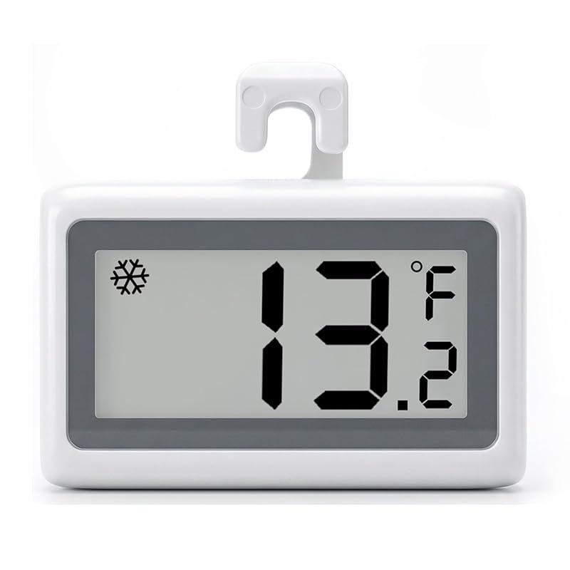 Digital Refrigerator Thermometer: Large LCD Display, Magnetic Freezer 