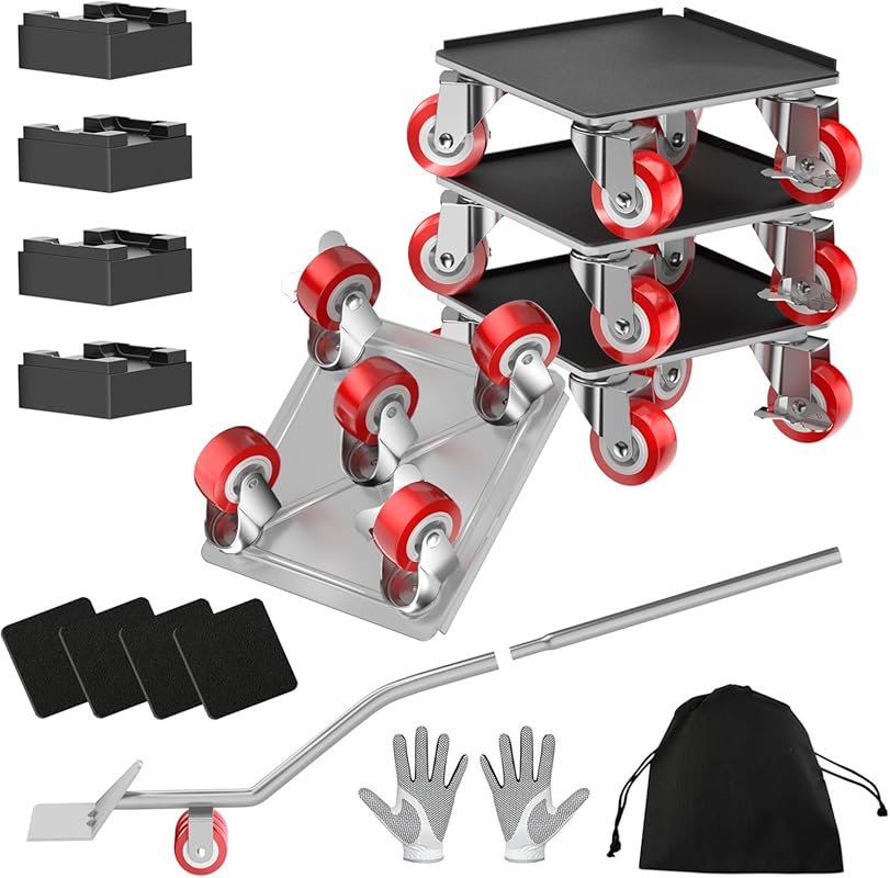 LOYAL TIGER 2000LBS 5-Wheel Furniture Dolly Movers Set with Locking Ca