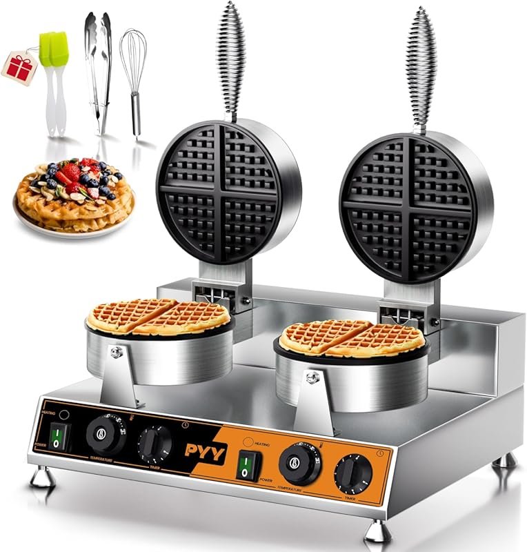 PYY Commercial Double Waffle Maker: 2500W Belgian Waffle Iron with Dua